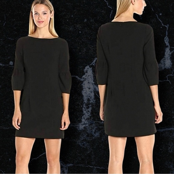 NWT Black Halo ‘Mooreland’ Mini Puff Sleeve Shift Dress in Black Size 0 - Picture 1 of 16